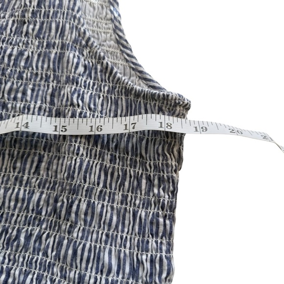 Free People Juno Tiered Maxi Dress Large Blue Striped Cotton Smocked Boho Flowy - Picture 9 of 16